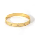 Stainless steel gold plated rhinestone clover bracelet elegant women bangle jewelry 18k - NB-B6052-5