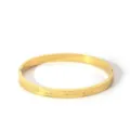 Golden stainless steel Greek key pattern bangle bracelet minimalist chic jewelry variant. - NB-B6052-12