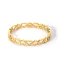 Gold stainless steel hollow heart bangle bracelet, chic minimalist daily wear jewelry for women. - NB-B6052-15