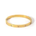 Gold stainless steel clover rhinestone bangle bracelet fashionable women luxury jewelry accessory - NB-B6052-21