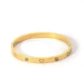 Gold stainless steel cubic zirconia heart cuff bangle variant for women chic luxury jewelry - NB-B6052-23
