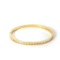 Gold Stainless Steel Bangle Bracelet with Zircon Stones 18K Plated Minimalist Cuff Jewelry - NB-B6052-28