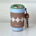 Mini ceramic inner liner thermos cup dual-drink stainless steel thermal coffee mug - 500ml / Heart: Geometric Diamond - Ceramic Inner
