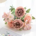 Bouquet di fiori artificiali rosa peonia per matrimonio decorazione casa fai da te - colore fagiolo rosso