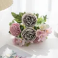 Bouquet di fiori artificiali rosa peonia per decorazione casa matrimonio centro tavola - Viola