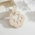 Leder Katzenpfote Schlüsselanhänger süßer Haustier Fell Halter Ring Anhänger Tasche Deko - Beige Aprikose