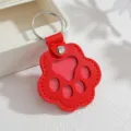 Roter Leder Katzenpfoten Schlüsselanhänger Detail, schicker Haustier Taschenanhänger. - Rot