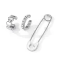 Ensemble de manchette d'oreille épingle de sûreté cœur perle, style bijou tendance. - Ensemble de Trois Pièces(ZH008-01)