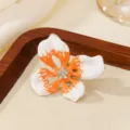 Edelstahl Farbverlauf Emaillierte Blume Brosche, modische vierblättrige Strass Anstecknadel. - Orange (XZ026)