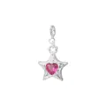 Anhänger aus Sterling Silber in Sternform mit rosa herzförmigem Edelstein für Halsketten - 925er Silber / Drachenfrucht