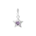 Eleganter S925 Sterlingsilber Pentagramm Stern Anhänger mit lila herzförmigem Zirkon Stein - 925er Silber / Lila
