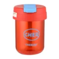 Portable plastic straw water cup, mini cute outdoor sports drinking bottle in red and blue. - Red