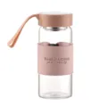 Portable glass water bottle with pink sleeve, strap and stainless steel infuser for daily use. - 16oz / Pink