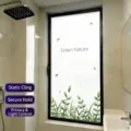 Statisch hechtende matte privacyraamfolie met groen bladpatroon voor badkamer - Lichtdoorlatende Ondoorzichtige Stijl / 30*60cm