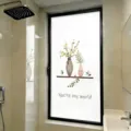 Film de fenêtre décoratif pour salle de bain avec motif floral vert et protection - Style Statique Translucide / 30*60cm