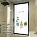 Frosted window privacy film featuring green potted plants design and grid pattern - Translucent Plant (BLT-109) / 30*60cm