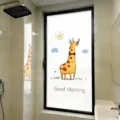 Privacy frosted window film featuring a cute cartoon giraffe and 'Good Morning' text - Cartoon Giraffe (Translucent) / 30*60cm
