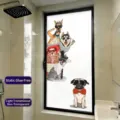 Frosted privacy window film with cool dogs pattern for bathroom shower glass - BLT-041 Static Cling (Translucent) / 30*60cm