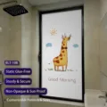 Giraffe cartoon frosted privacy window film featuring a cute giraffe and Good Morning text - 长颈鹿卡通(不透光款) / 30*60cm