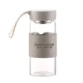 Portable glass water bottle with sleeve and handle, clear heat-resistant drinkware. - 16oz / Beige