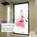 Película estática para ventanas de cristal esmerilado con diseño de niña en rosa - Estilo Esmerilado Traslúcido (BLT-282) / 30*60cm
