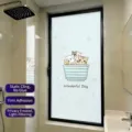 Frosted privacy window film featuring cute cartoon cats for bathroom glass windows - BLT-069 Static Cling (Translucent) / 30*60cm