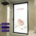 Frosted window privacy film featuring a cute rabbit pattern and glue-free static cling design - Static Translucent Privacy Style / 30*60cm