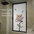 Decorative privacy frosted window film featuring a cute cartoon owl for bathroom windows - Owl Static Film (Opaque Sun Protection) / 30*60cm