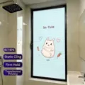 Privacy frosted blue bathroom glass sticker featuring a cute cartoon rabbit design - Blue Cartoon Rabbit (Translucent) / 30*60cm