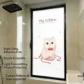 White frosted window film with cute kitten design for privacy and light transmission - Translucent Static Cling / 30*60cm
