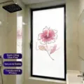 Película decorativa esmerilada para ventanas con flor de hibisco rosa, privacidad. - Estilo Love Flor Rosa (Transmisión de Luz) / 30*60cm