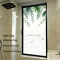 Privacy window film with green plant pattern, static cling and translucent finish. - Translucent Tropical Leaf Privacy Style (BLT-088) / 30*60cm