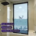 Blue ocean whale pattern privacy window film static cling glass sticker BLT-066 - Translucent (BLT-066) / 30*60cm