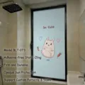 Blue frosted privacy window film for bathroom featuring cute cartoon rabbit and hearts - Blue Cartoon Rabbit (Opaque Blackout) (BLT-073) / 30*60cm