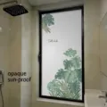 Statische Fensterfolie mit Monstera-Muster, Sichtschutzfolie für das Badezimmer - Aquarell Monstera (Blickdicht Sonnenschutz) / 30*60cm