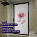 Película de ventana esmerilada de privacidad con elegante patrón de flores rosas para baño - Estilo de Flor Rosa (Opaco) / 30*60cm