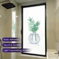 Static cling bamboo leaf pattern privacy glass film for bathroom windows and doors - Translucent (Static Cling) / 30*60cm