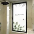 Frosted privacy window film with natural green plant design and butterfly motif - BLT-094 Static Privacy Style / 30*60cm