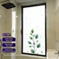 Leaf pattern privacy window film for bathroom, static cling frosted glass sticker - Static Translucent Style / 30*60cm
