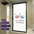 Frosted privacy window film with cute macaron cartoon design and Happy Everyday text - Privacy Translucent / 30*60cm