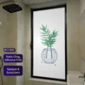 Frosted window film with green bamboo leaves design for bathroom privacy protection - Opaque (Static Cling) / 30*60cm