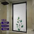 Green leaf pattern privacy window film for bathroom, static cling static-free BLT-090 - Static Blackout Style / 30*60cm