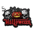 Halloween window static cling sticker with skulls and jack-o'-lantern - Skeleton Pumpkin Design (WSJUV-004) / Small 60x40cm