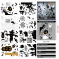 8er-Set Halloween-Fensteraufkleber mit Kürbis- und Skelettmotiven, statisch haftend für Glas - 8 Blatt Set / 22.5*30cm