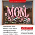 Mother's Day floral 'MOM' window static cling sticker decoration available in various sizes - Static Cling Glueless Style / Small [50*40CM]