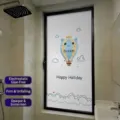Frosted glass window film with cartoon hot air balloon design for privacy protection - Hot Air Balloon Static Opaque Sunscreen Privacy / 30*60cm