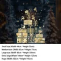 Festive golden gift box Christmas tree window sticker with reindeer and star patterns - Static Cling No Glue / 40*50cm