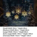 Gouden sneeuwvlok statische raamstickers voor kerstversiering - Klein 50*40cm