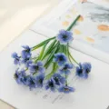 Artificial flower bouquet plastic violet small daisy decorative fake floral arrangement - Blue
