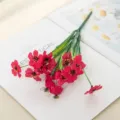 Artificial red flower bouquet for home decoration, realistic fake plant for wedding and party. - Rose Red